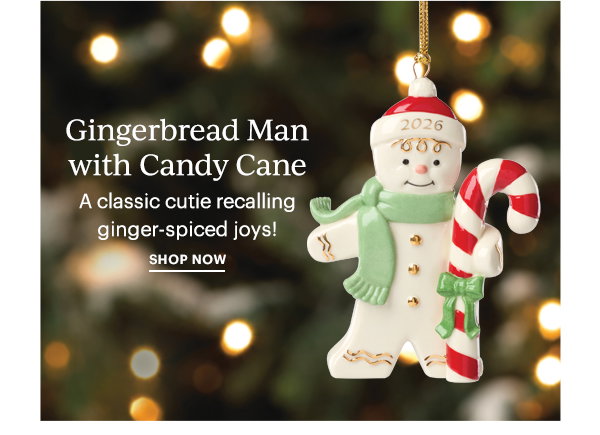 Gingerbread Man with Candy Cane  A classic cutie recalling ginger-spiced joys!  SHOP NOW