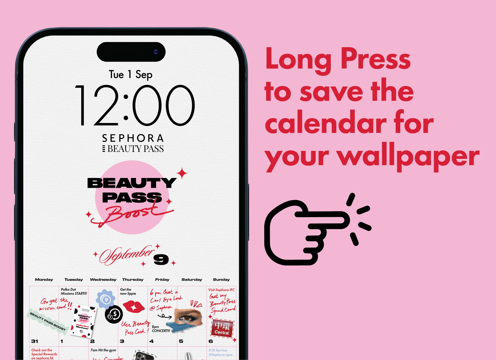 Long Press to save calendar