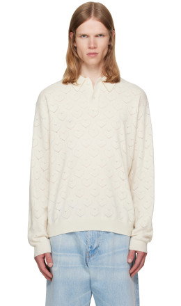 Off-White Eyelet Polo - vowels