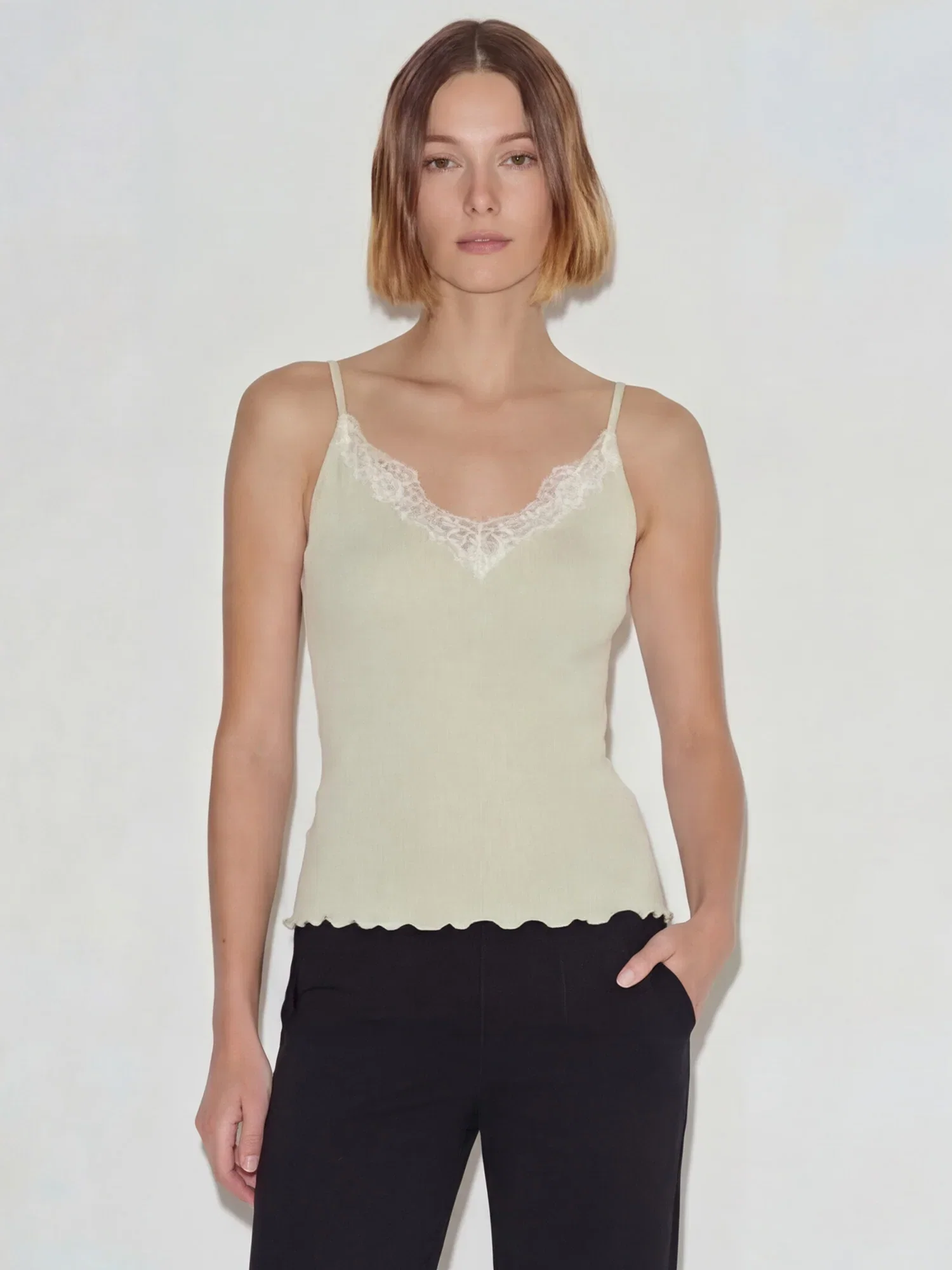 Image of V Neck Lace Cami Top