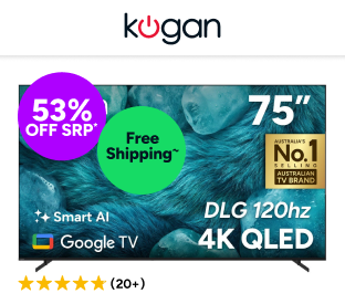 Kogan 75" QLED 4K Smart AI Google TV Product Image