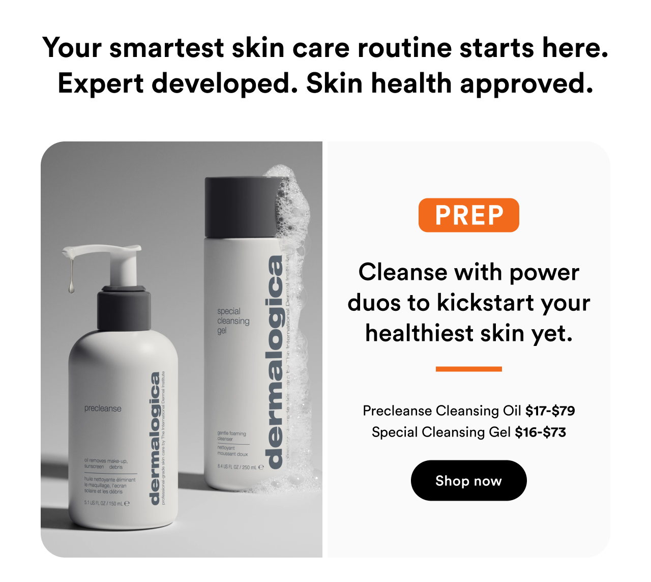 Prep | Precleanse Cleansing Oil | Special Cleansing Gel | Shop now