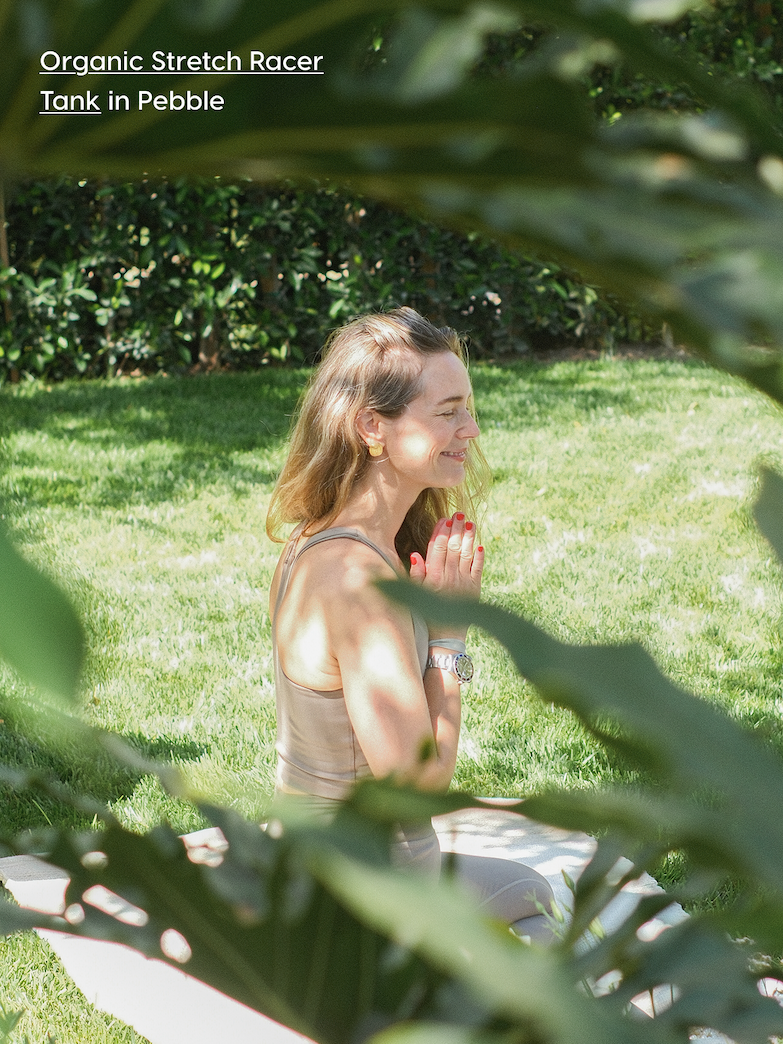 Organic Stretch Racer Tank in Pebble
