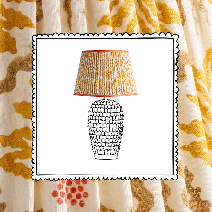 30cm straight empire shade in citrine 'palmette' linen by ellen merchant