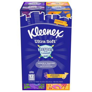 Kleenex Ultra Soft Facial Tissue, 3-Ply, 85-count, 12-pack