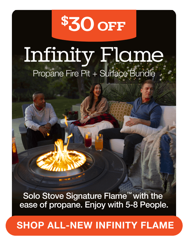 Infinity Flame Propane Fire Pit + Surround Surface - Charcoal Steel Finish