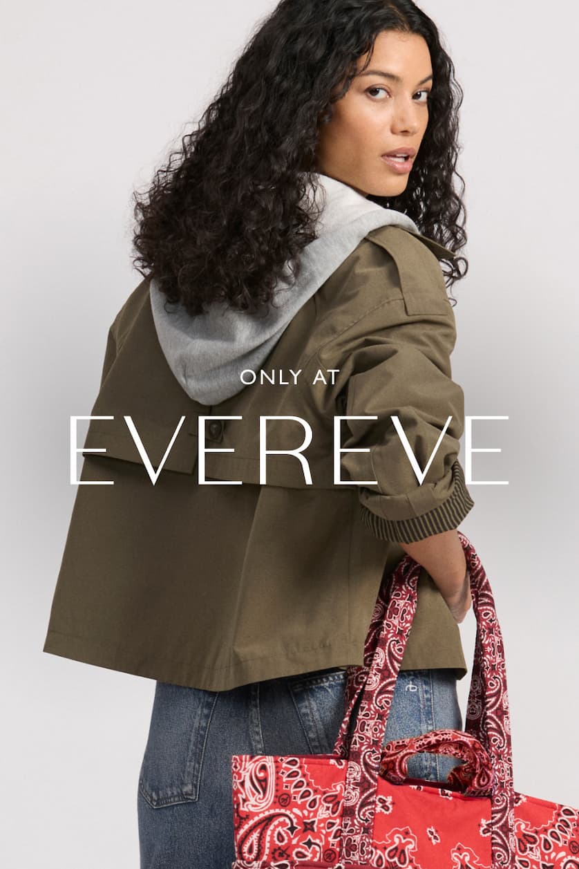 Only at EVEREVE. Image of model in exclusive looks from EVEREVE.