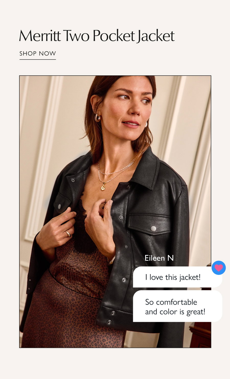 Image of model in Merritt Two Pocket Jacket. "I love this jacket. So comfortable and color is great!" Eileen N. SHOP NOW