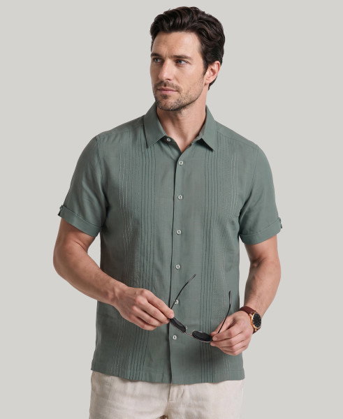 Shop the Cubavera Men's Ombre Emroidered Panel Shirt Now