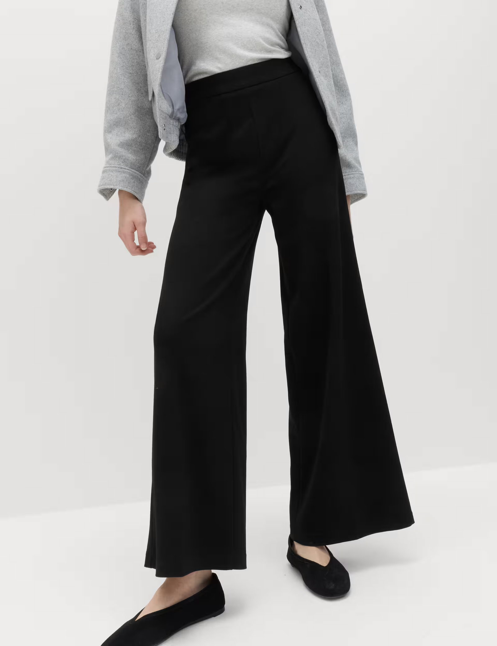 Jersey Wide Leg Trousers with Stretch