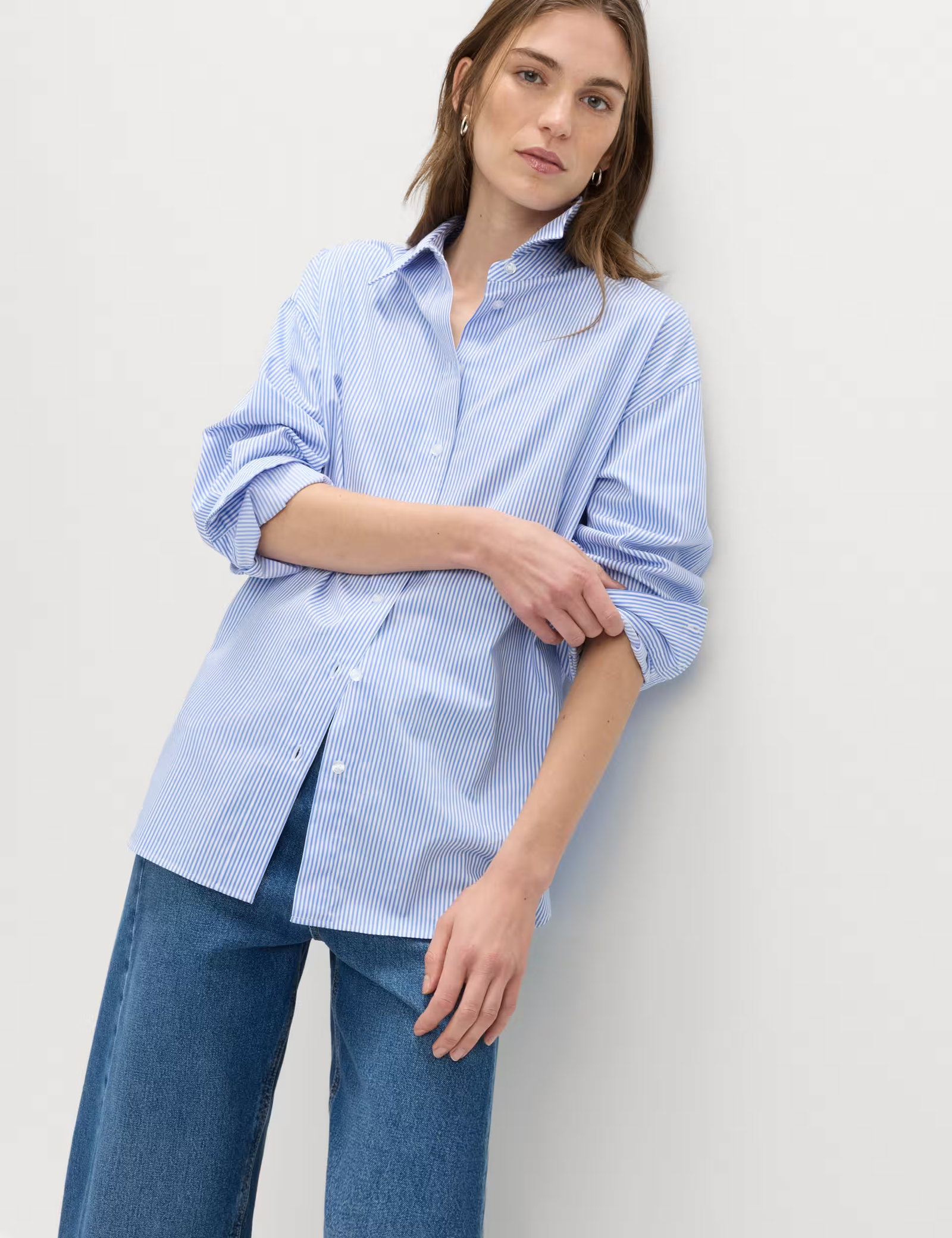 Pure Cotton Striped Oversized Shirt