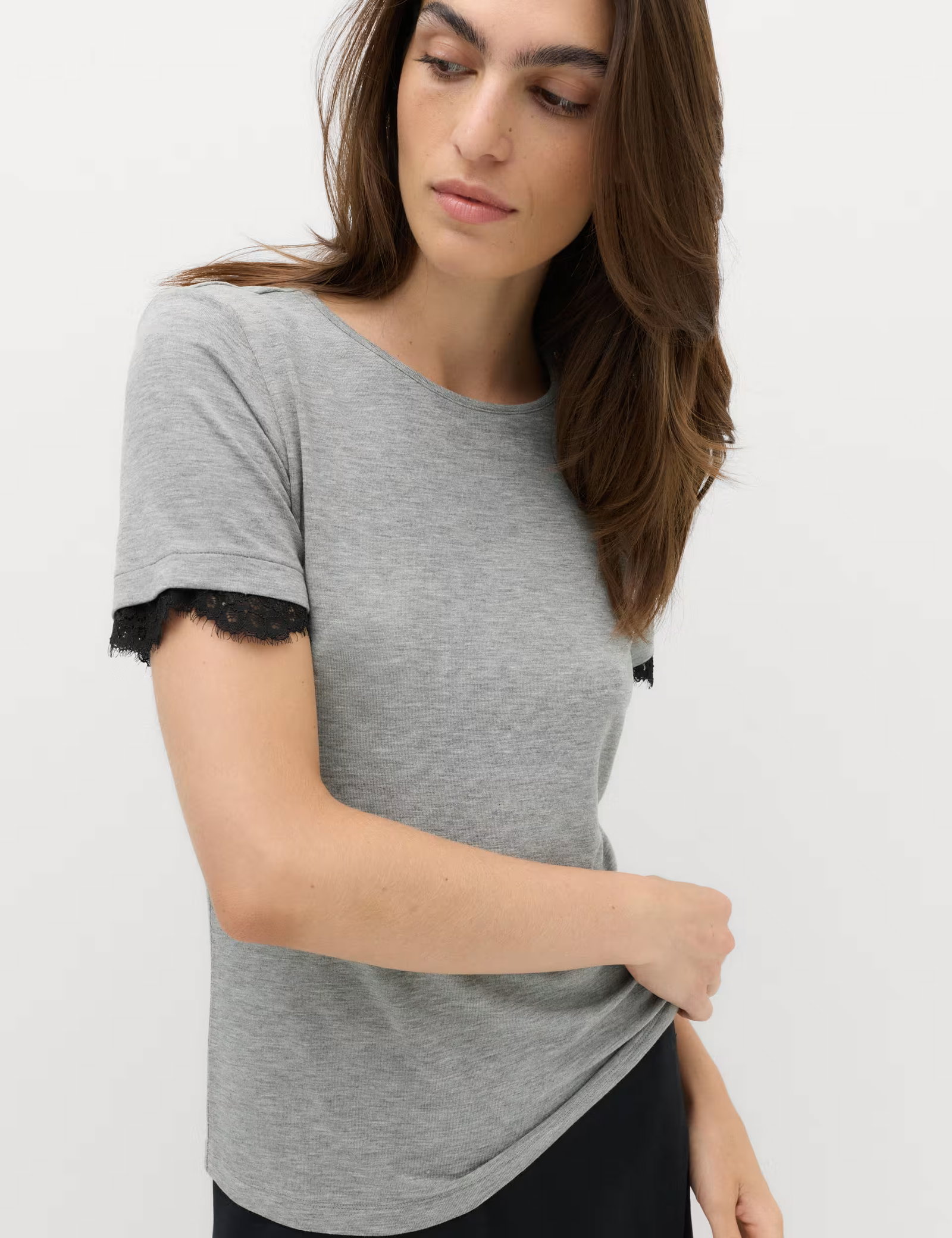 Short Sleeve Lace Trim T-Shirt