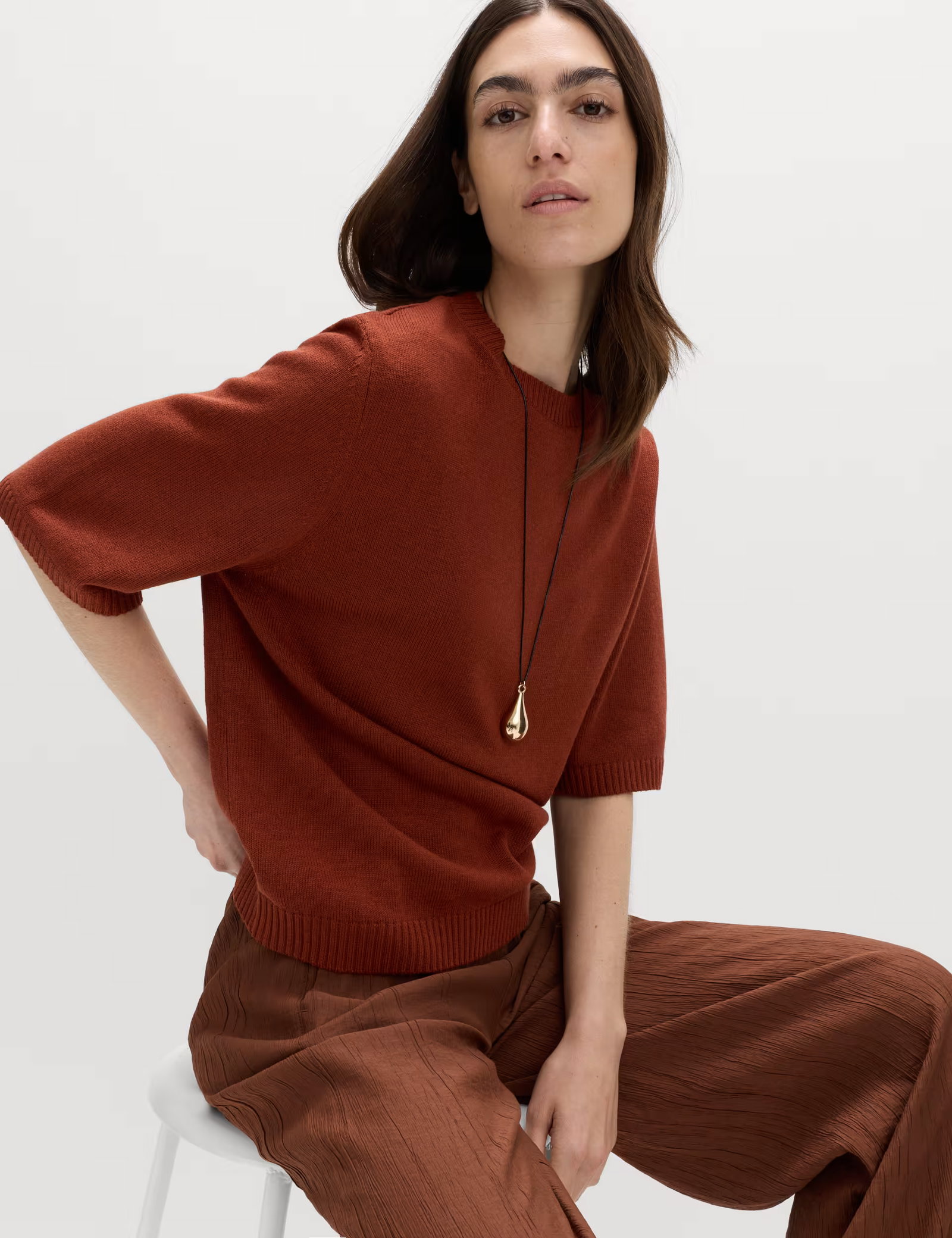 Relaxed Fit Knitted Top With Linen