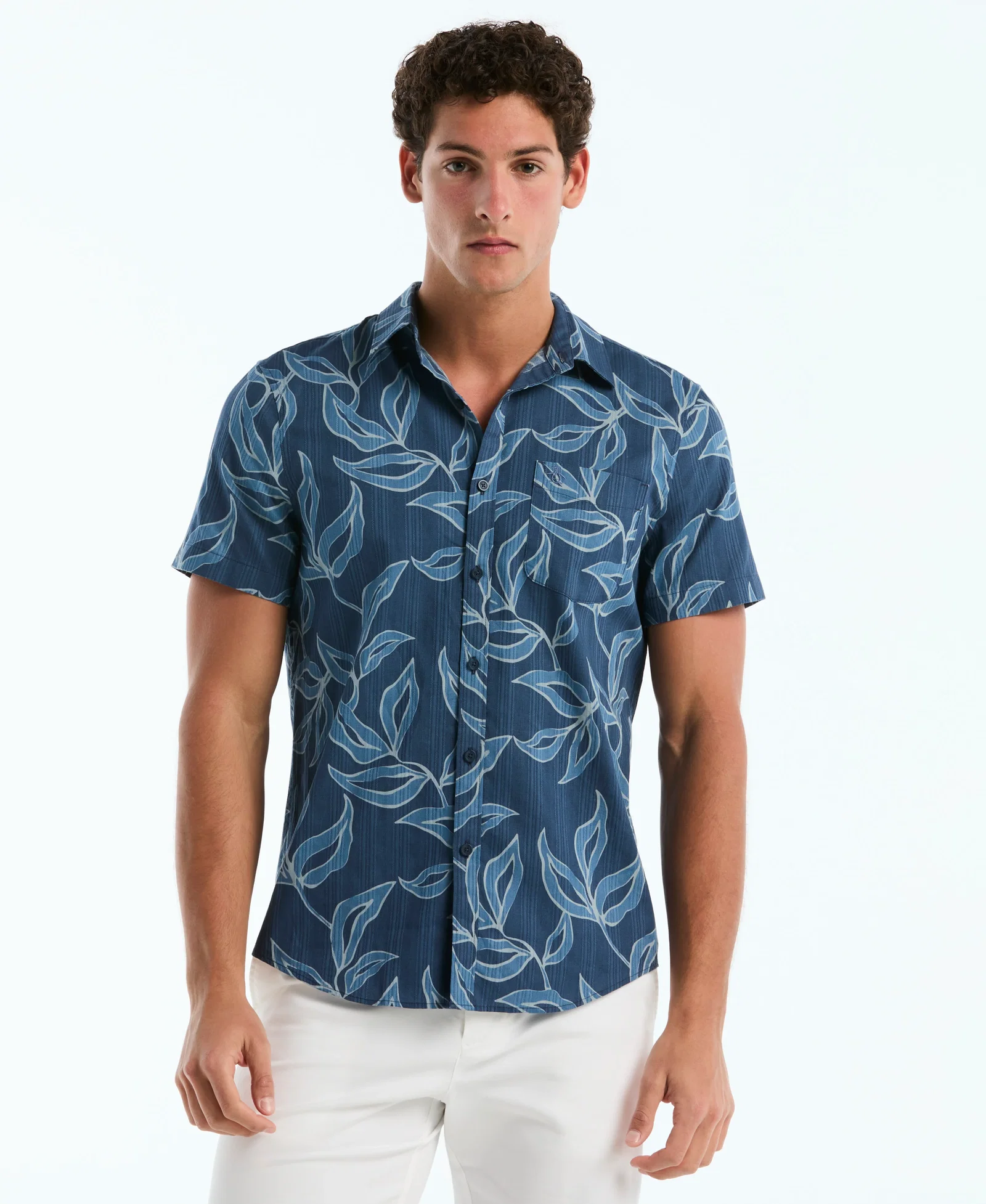 Dobby All-Over Leaves Pocket Shirt