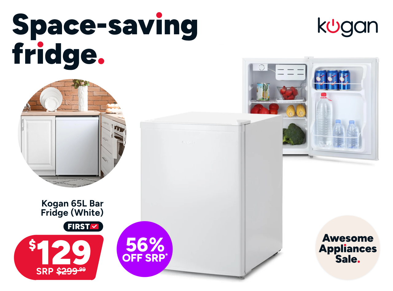 Kogan 65L Bar Fridge (White)