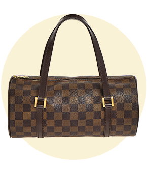 Checkered brown weekend bag.