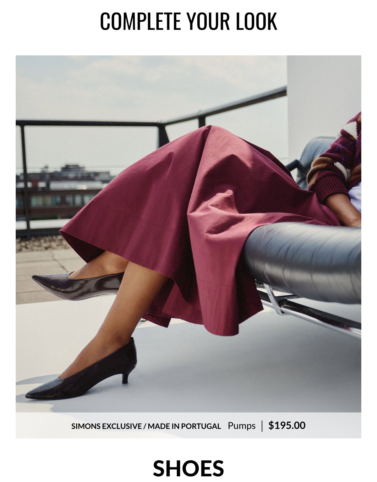 Complete your look. Woman wearing brown leather kitten-heel pumps at 195$. 