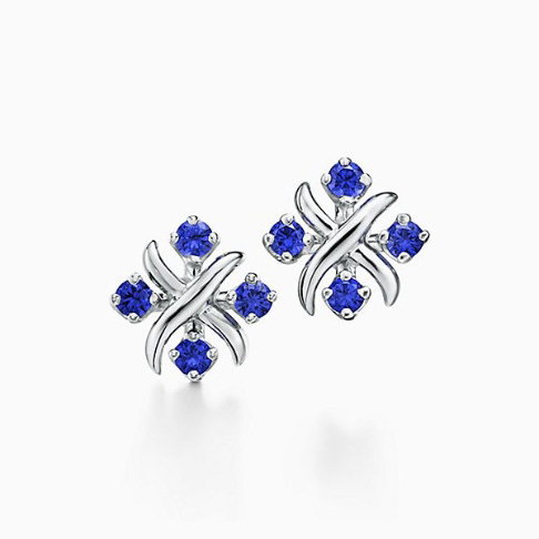 Sixteen Stone by Tiffany Earrings in Platinum with Sapphires