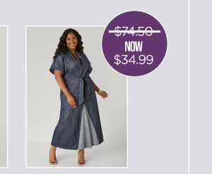 Two Tone Denim Maxi Dress