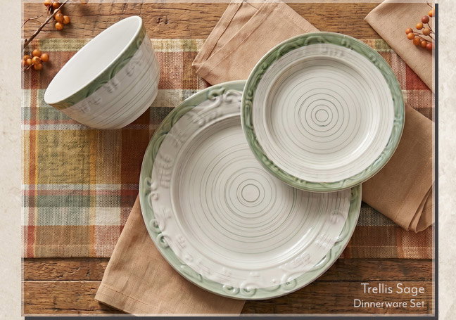 Trellis Sage Dinnerware Set