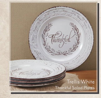 Trellis White Thankful Salad Plates