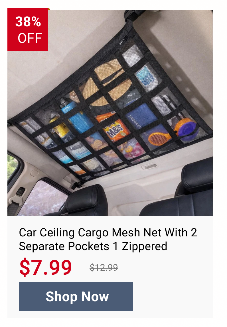 Car Ceiling Cargo Mesh Net With 2 Separate Pockets 1 Zippered