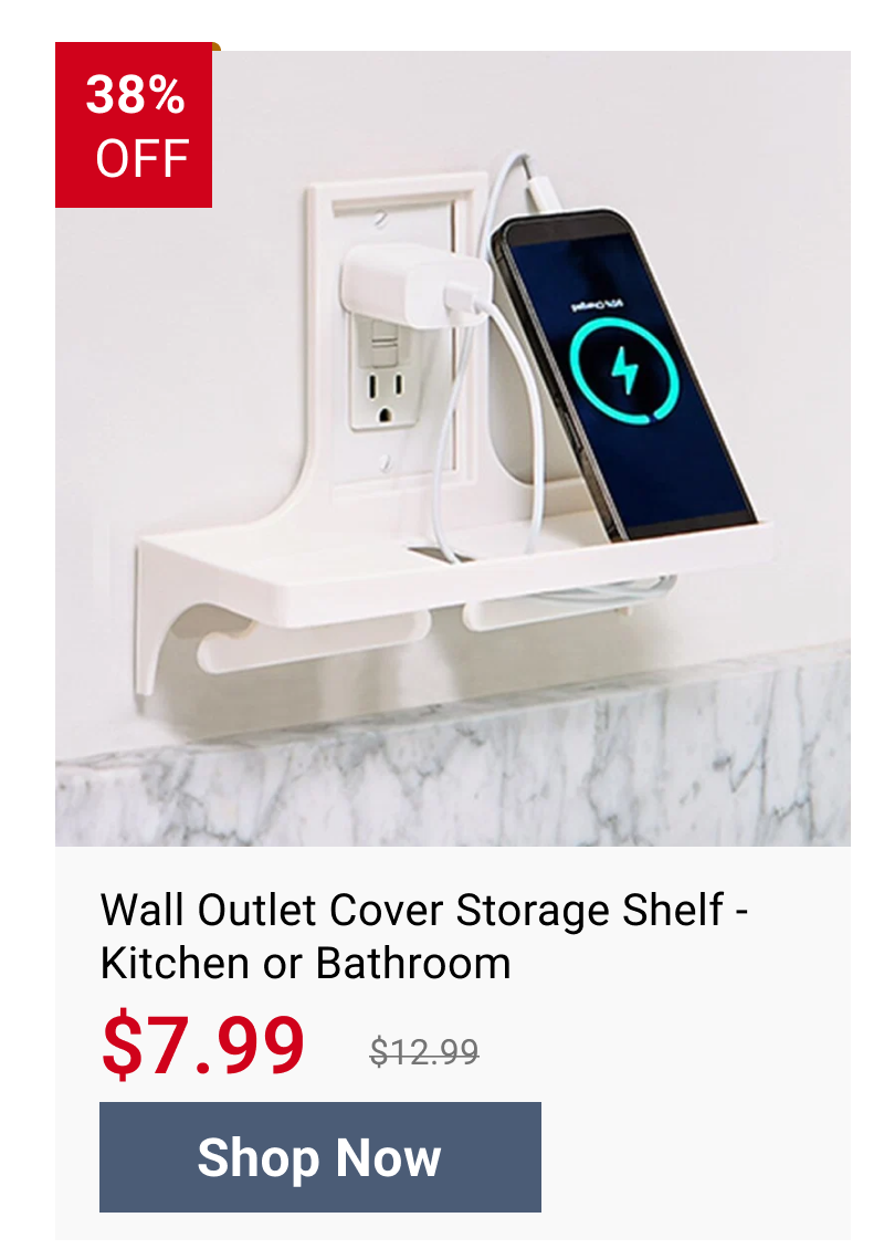 Wall Outlet Cover Storage Shelf - Kitchen or Bathroom