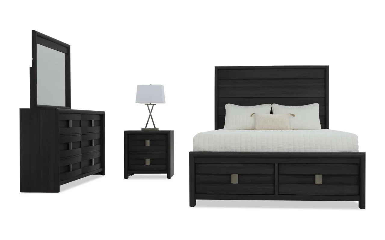Echo 4 Piece King Charcoal Storage Platform Bedroom Set