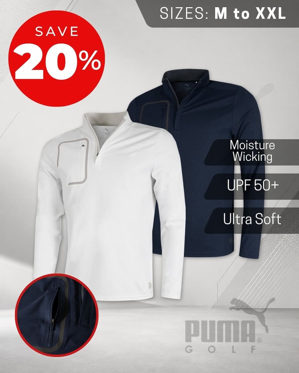 Puma Golf Mens Cloudspun Tech Moisture Wicking Golf 1/4 Zip Sweater