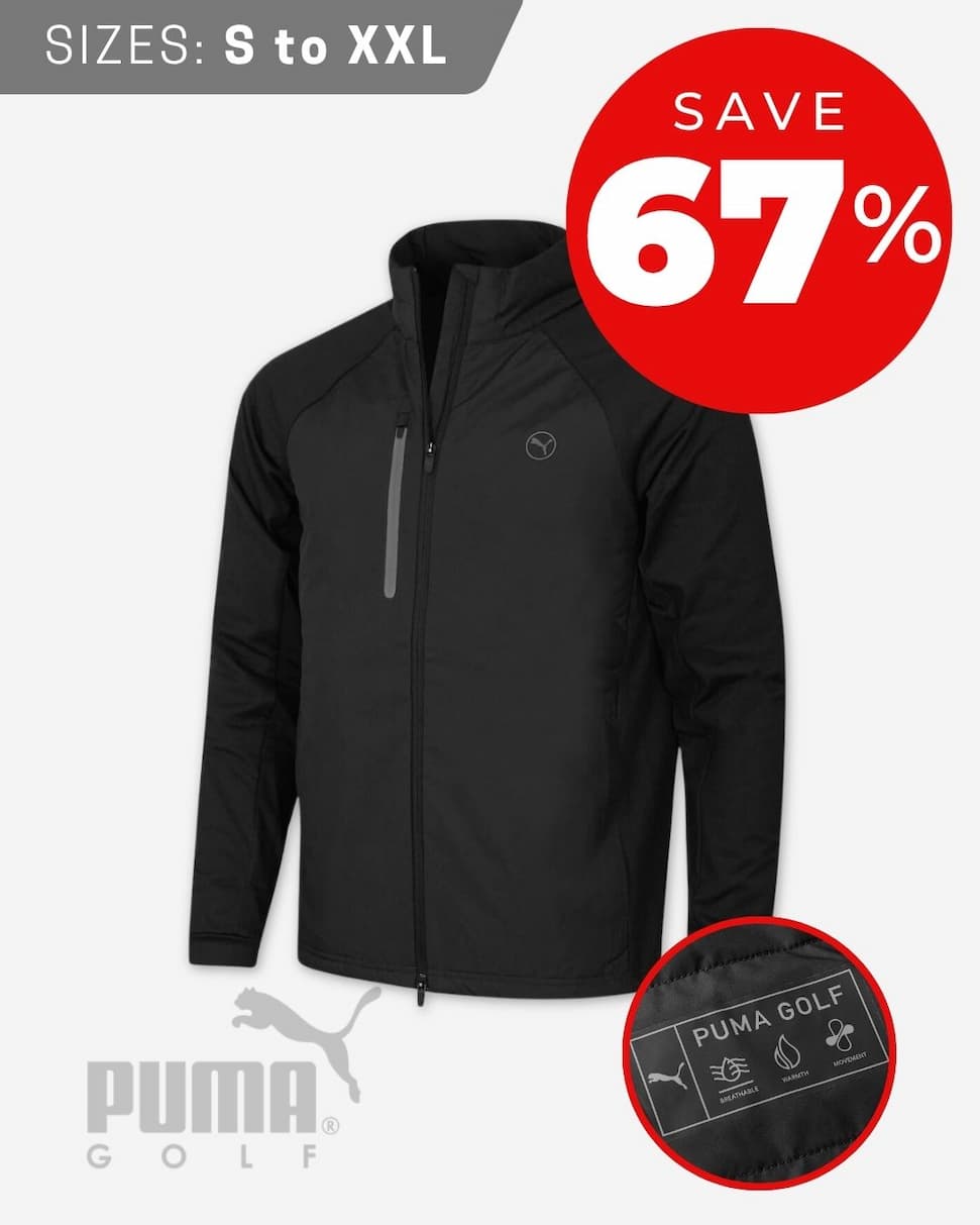 Puma Golf Mens Hielands Water Repellent PrimaLoft Insulated Jacket - Black