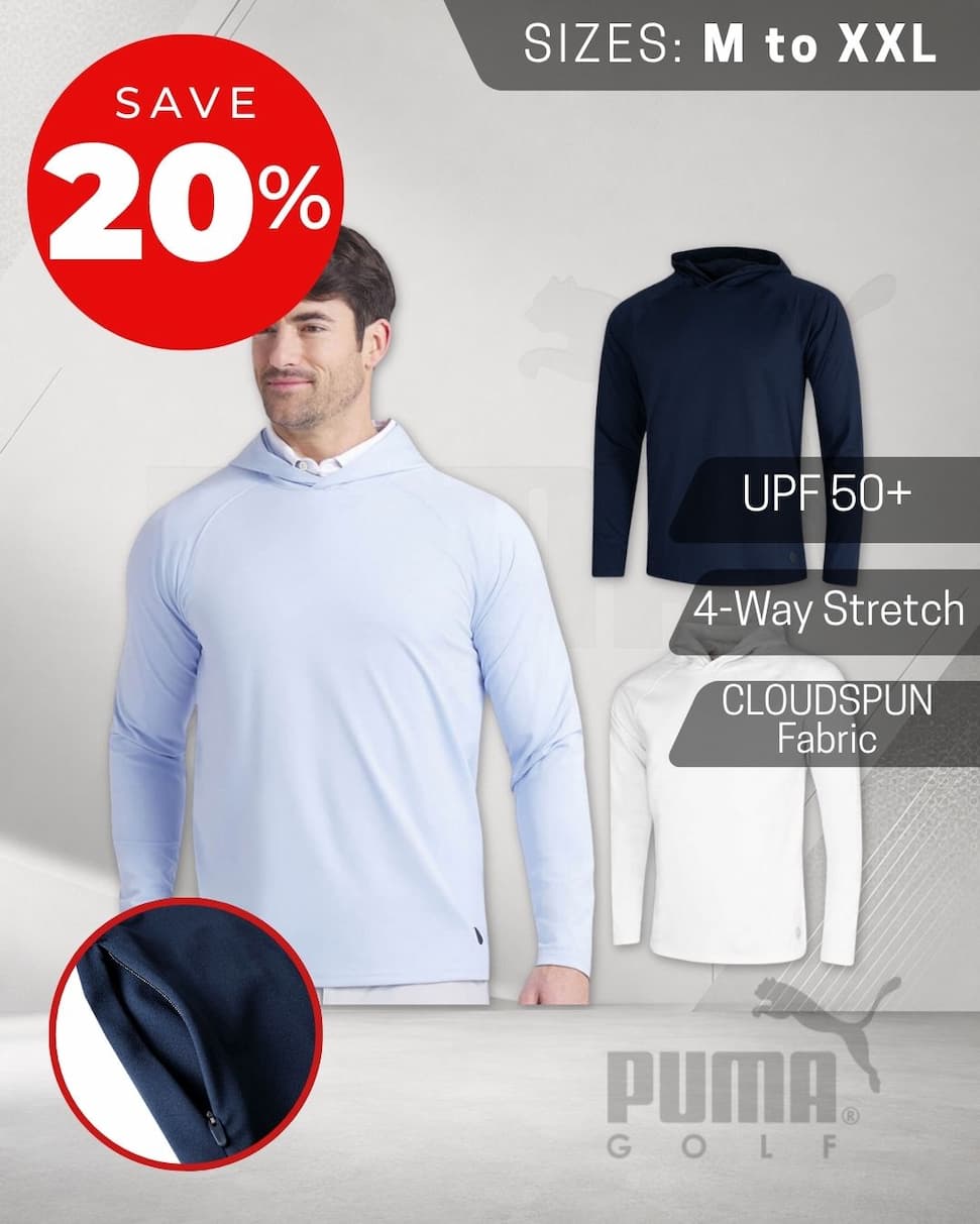 Puma Golf Mens Cloudspun Tech Moisture Wicking Stretch Golf Hoody
