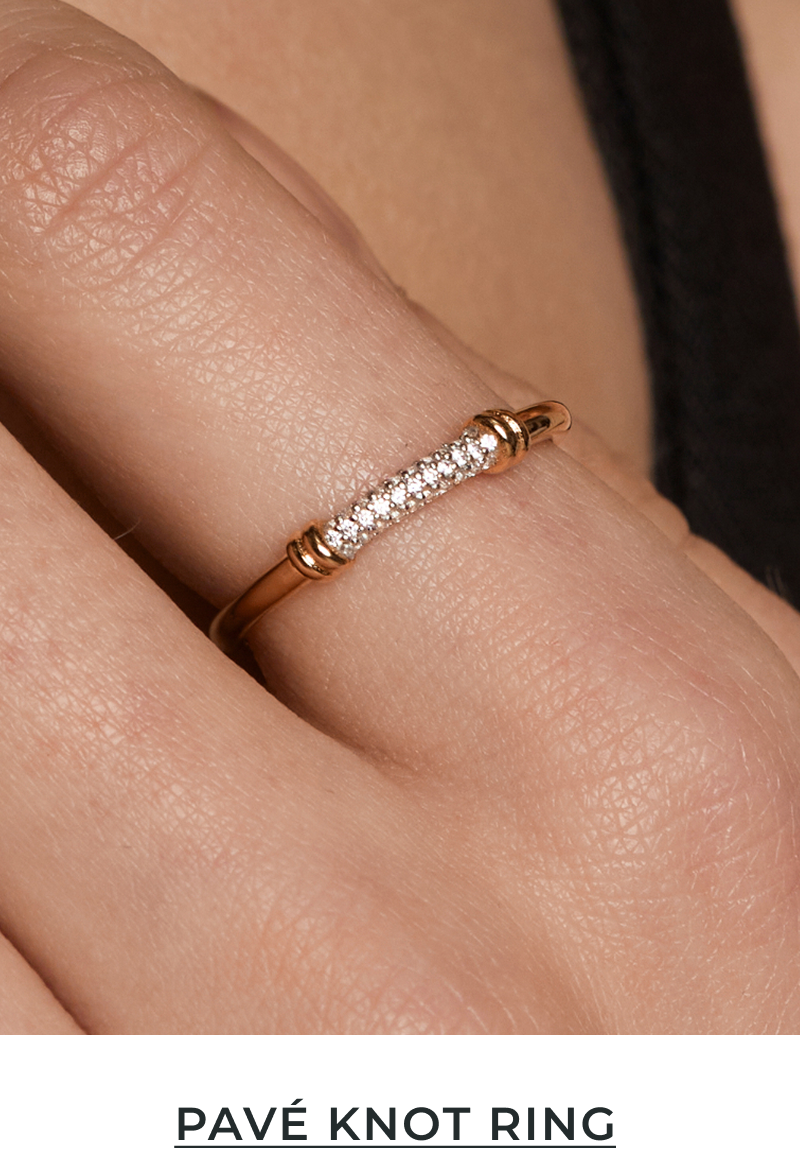 Pavé Knot Ring in Gold