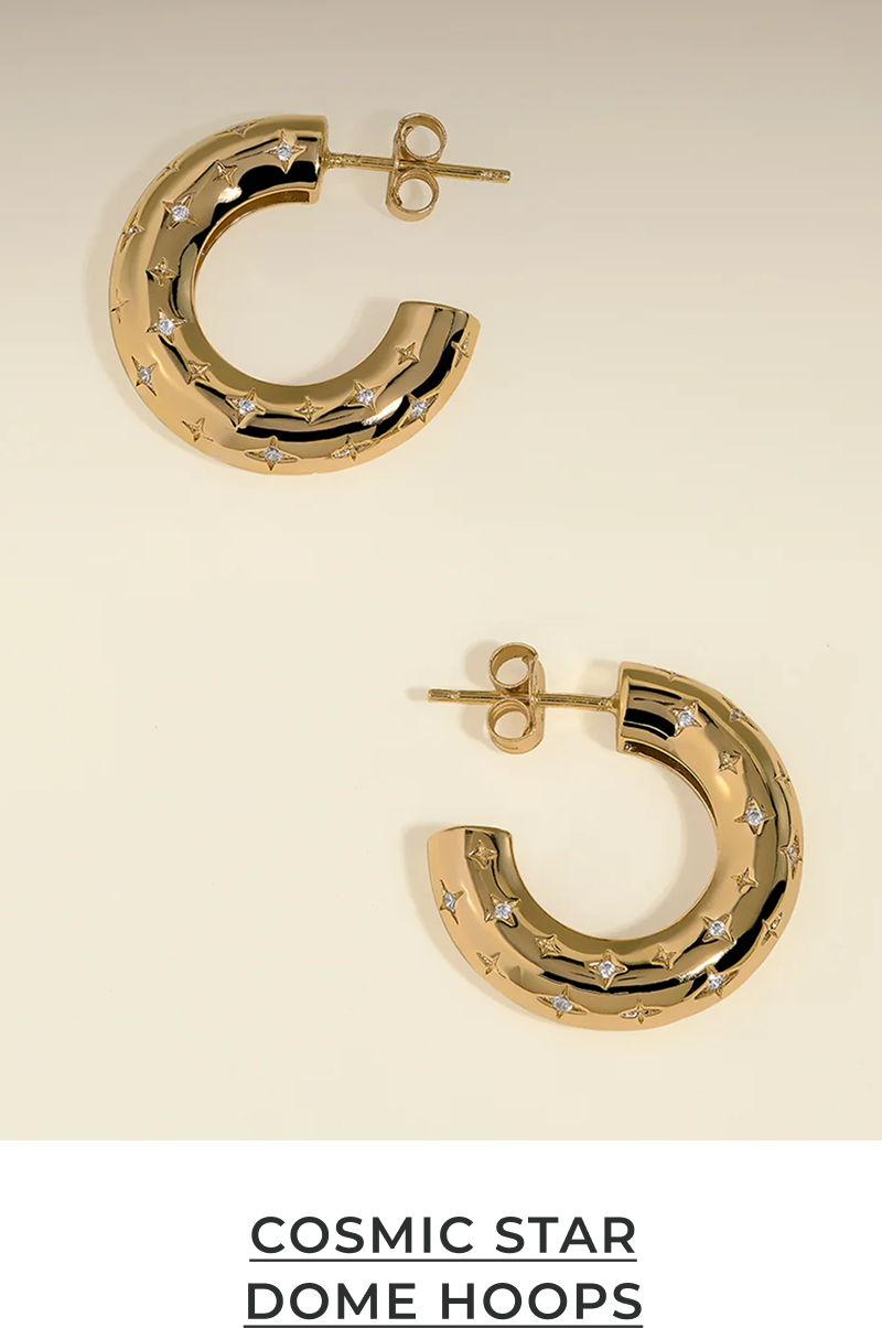 Cosmic Star Dome Hoops in Gold