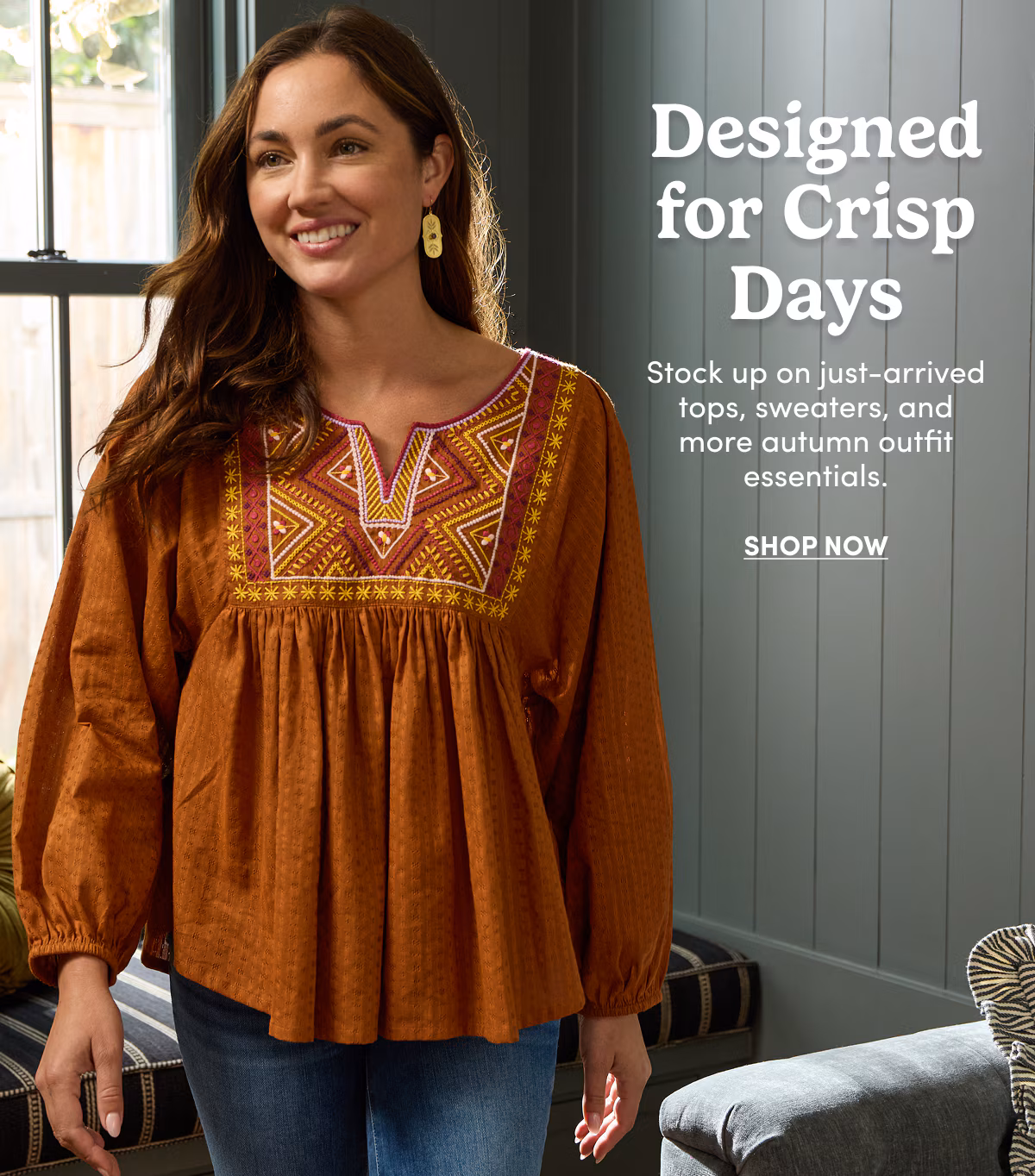 Designed for Crisp Days | Stock up on just-arrived tops, sweaters, and more autumn outfit essentials. | Shop Now