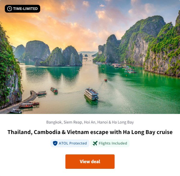 Thailand, Cambodia & Vietnam escape with Ha Long Bay cruise