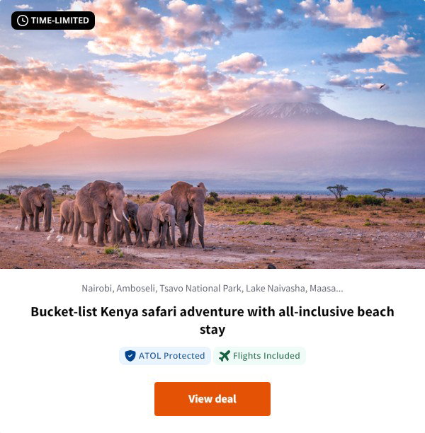 Bucket-list Kenya safari adventure with all-inclusive beach stay