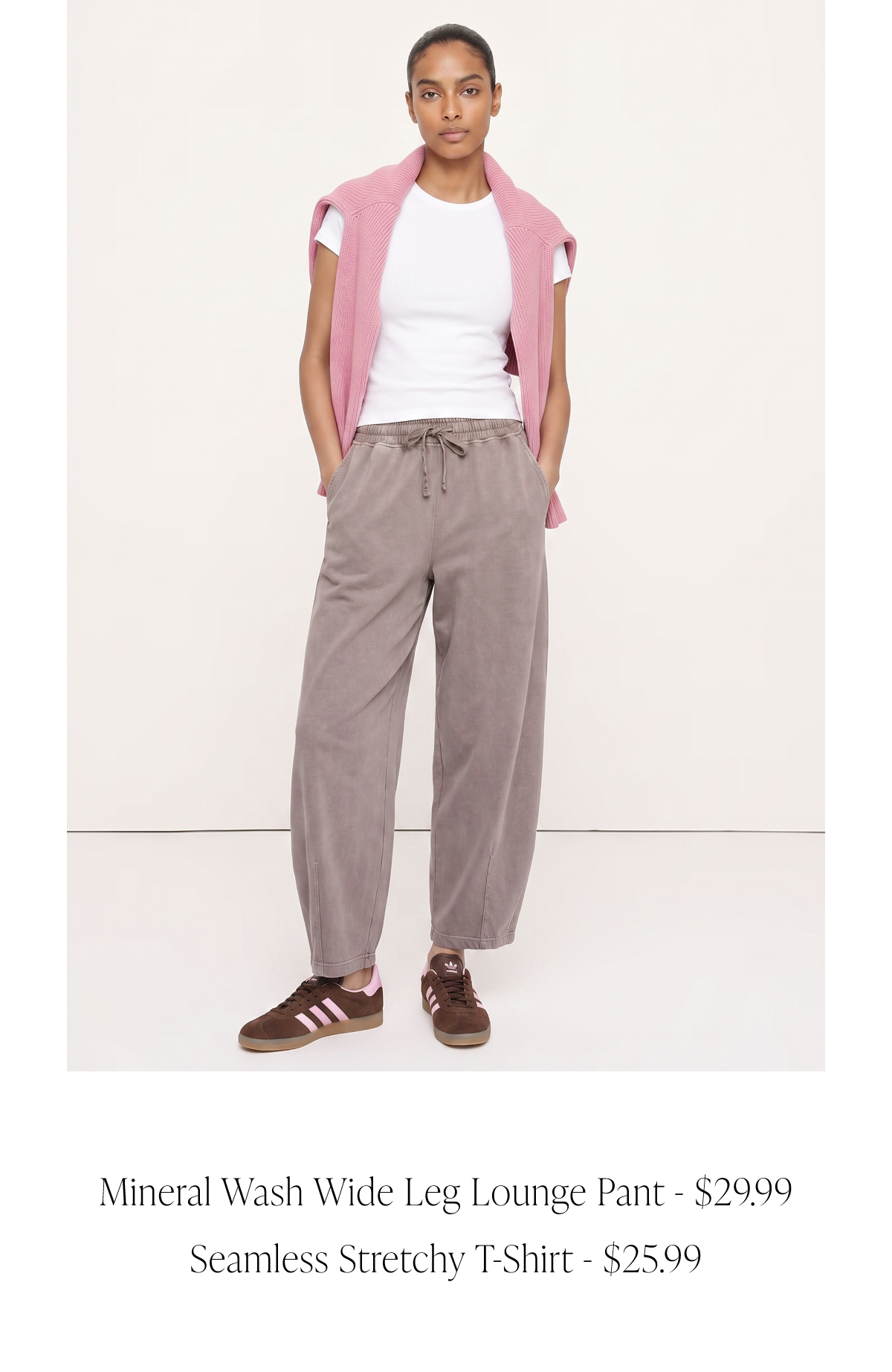 Mineral Wash Wide Leg Lounge Pant