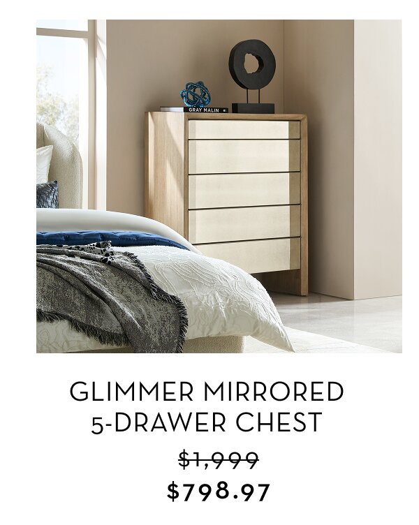 Glimmer Mirrored 5-Drawer Chest