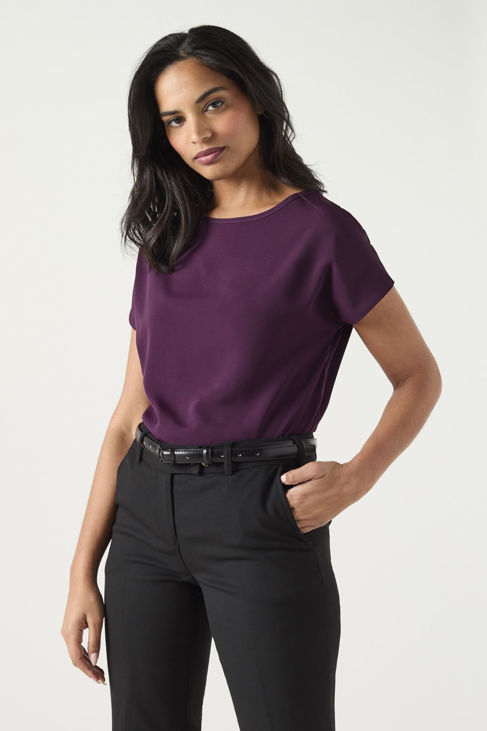 Image of SJ Women's Slash Neck Blouse, Plum