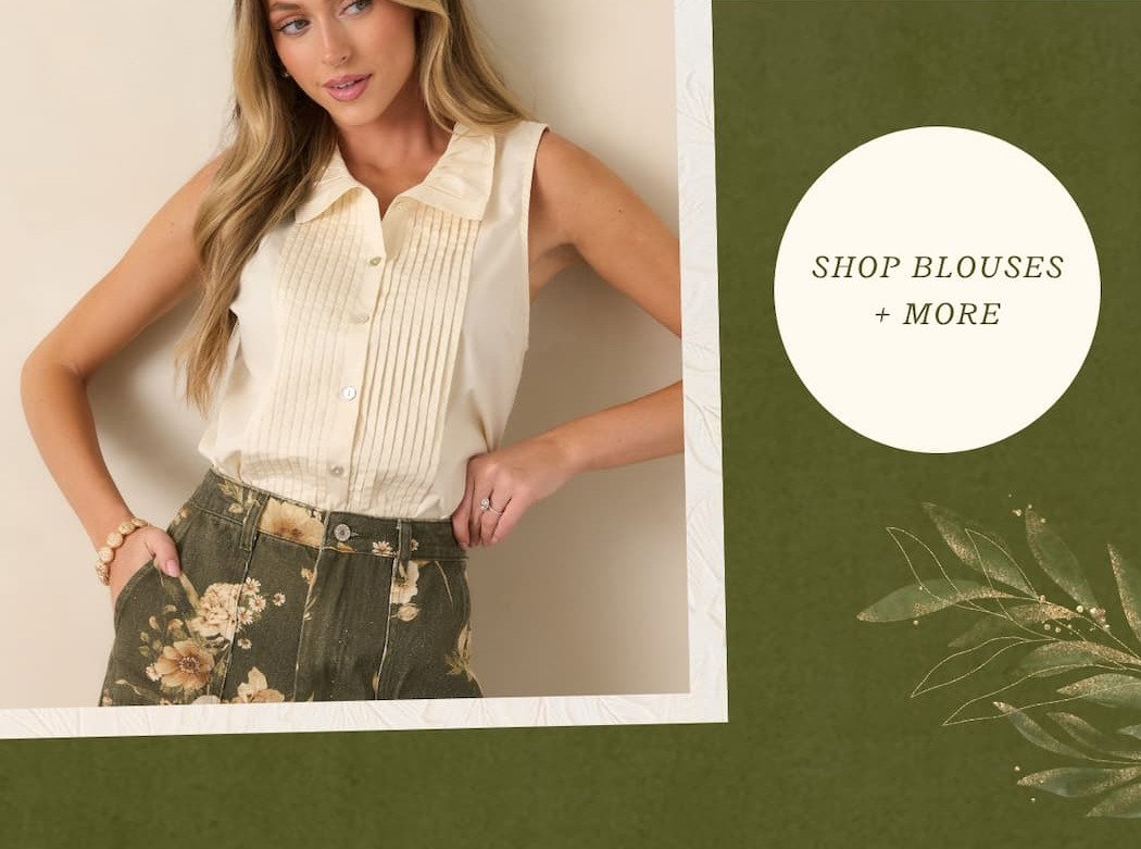 "Shop Blouses + More."