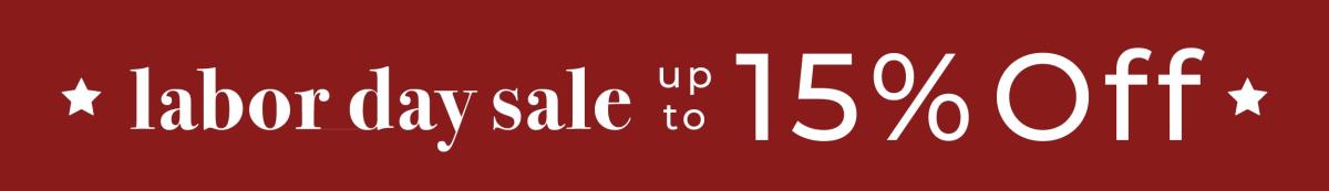 Labor Day Sale, up to 15% Off, red background