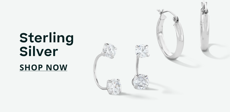 Sterling silver double-stone cuff earrings & small silver hoops. Sterling silver. Click here to shop now