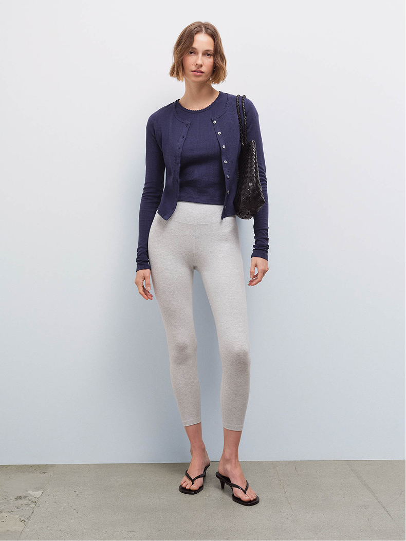 Organic Pointelle Cardigan in Midnight