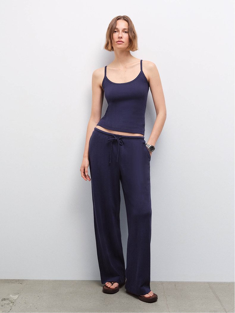 Organic Pointelle Sweatpant in Midnight