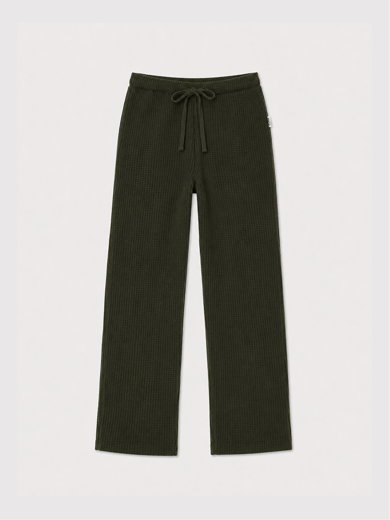 Organic Waffle Straight Leg Sweatpant in Heather Pine