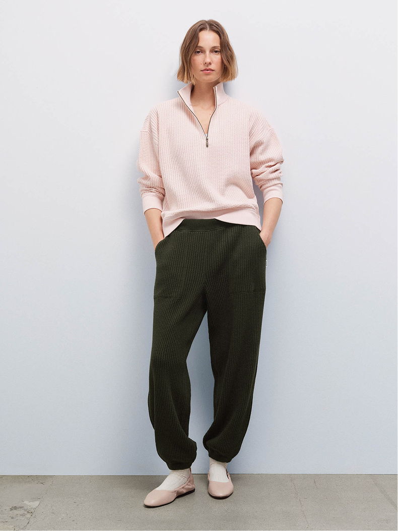 Organic Waffle Sweatpant in Heather Pine