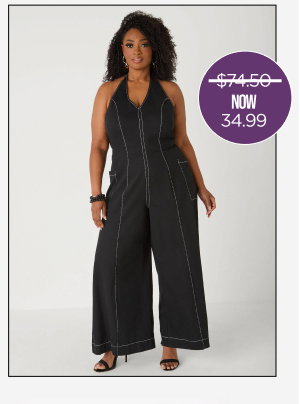 Cotton Twill Halter Jumpsuit