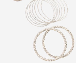 Set Of 10 Silver Tone Bangles