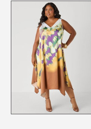 Watercolor Satin Midaxi Dress