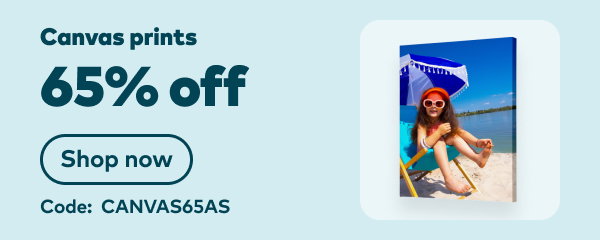 65% off canvas prints. Code: CANVAS65AS. Shop now.